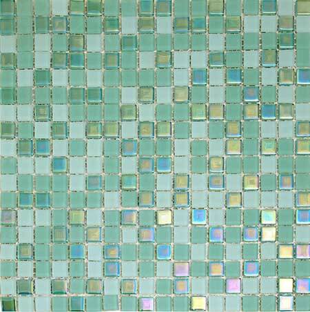 Мозаика Bars Crystal Mosaic Rainbow YHT 486 (15x15 mm), цвет бирюзовый, поверхность глянцевая, квадрат, 300x300