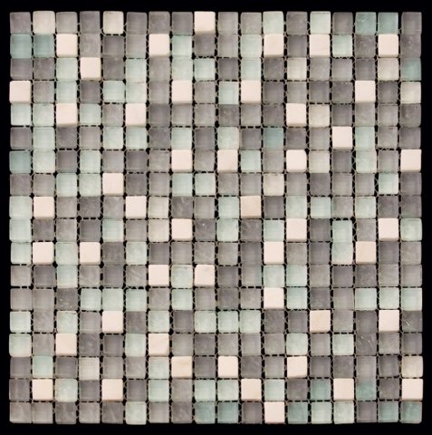 Мозаика Natural Mosaic Pastel 4PST-009 (Стекло Мрамор), цвет серый, поверхность глянцевая, квадрат, 298x298