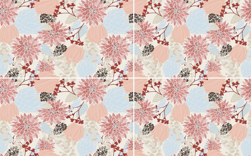 Панно Terracotta Meadow Flowers TD-MD-P-FL, цвет разноцветный, поверхность глянцевая, прямоугольник, 400x600
