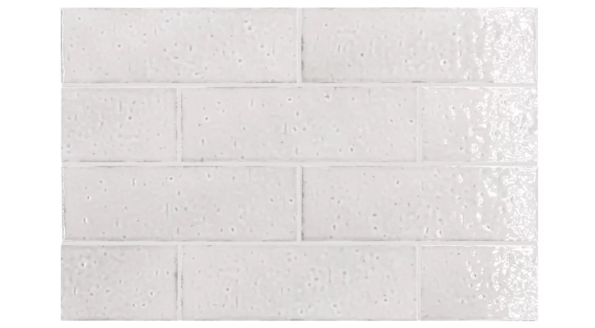 Керамогранит Equipe Kalma White 30733, цвет белый, поверхность глянцевая рельефная, под кирпич, 60x186