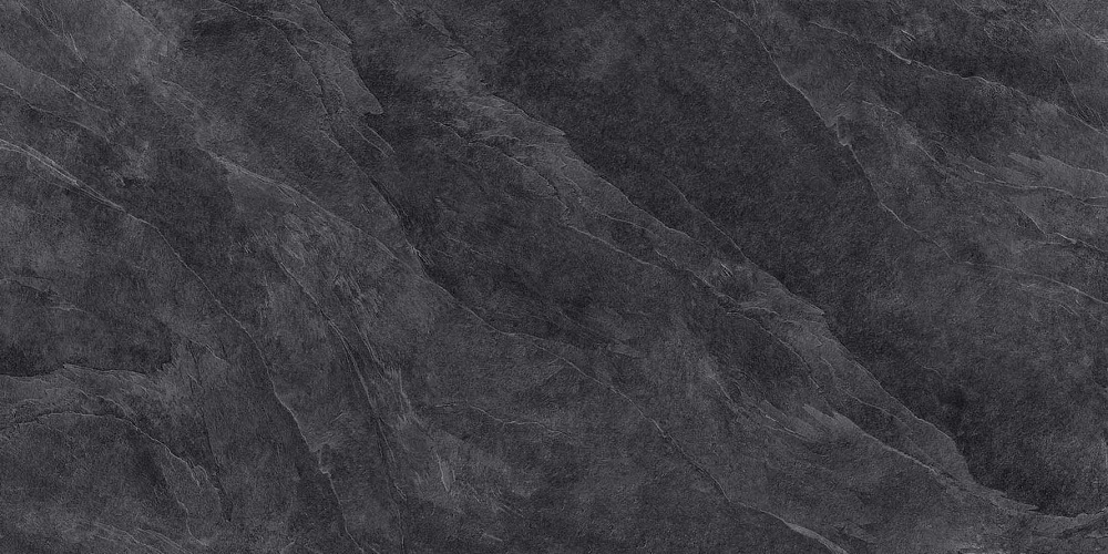 Широкоформатный керамогранит Level Stone Stuoiato Slate Black EHV1, цвет чёрный, поверхность матовая, прямоугольник, 1600x3200