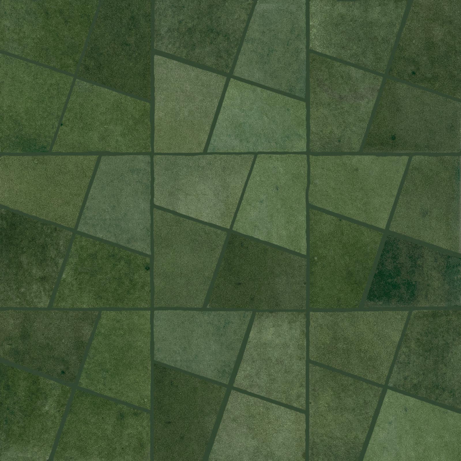 Керамическая плитка Marazzi Italy Zellige Bosco Mosaico M8WF, цвет зелёный, поверхность глянцевая, квадрат, 300x300