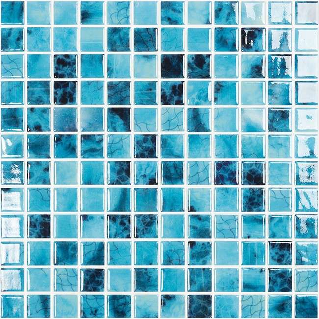 Мозаика Vidrepur Nature Olympic (чип 25x25 мм) № 5605, цвет синий, поверхность глянцевая, квадрат, 317x317