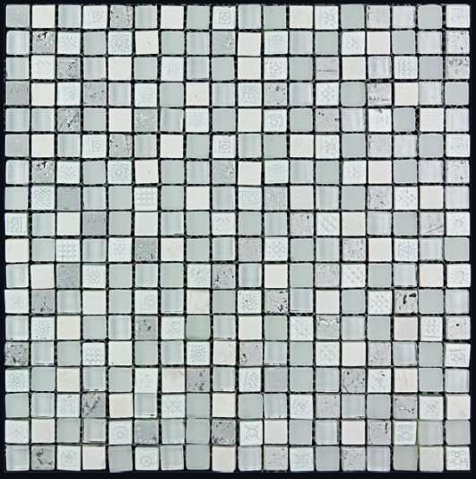 Мозаика Natural Mosaic Inka BDA-1501 (BDS-1501) (Стекло Мрамор Агломерат), цвет серый, поверхность глянцевая, квадрат, 298x298