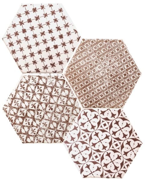 Декоративные элементы Cevica Marrakech Mosaic Granate Hexagon, цвет бордовый, поверхность матовая, шестиугольник, 150x150