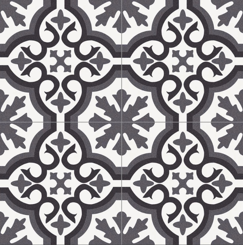 Керамическая плитка Dvomo Timeless Berkeley Eccence Graphite, цвет чёрно-белый, поверхность матовая, квадрат, 450x450