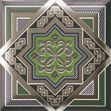 Керамическая плитка Mainzu Zoco Green Decor, цвет зелёный, поверхность глянцевая, квадрат, 150x150