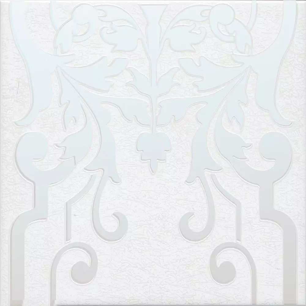 Декоративные элементы Kerama Marazzi Барберино 2 белый глянцевый HGD\A566\5155, цвет белый, поверхность глянцевая, квадрат, 200x200