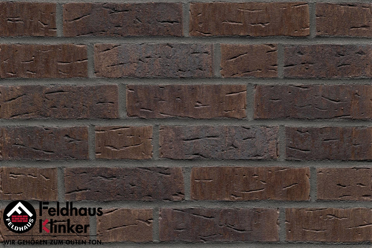 Клинкер Feldhaus Klinker Sintra Geo Nelino R669NF14, цвет чёрный, поверхность матовая, под кирпич, 71x240