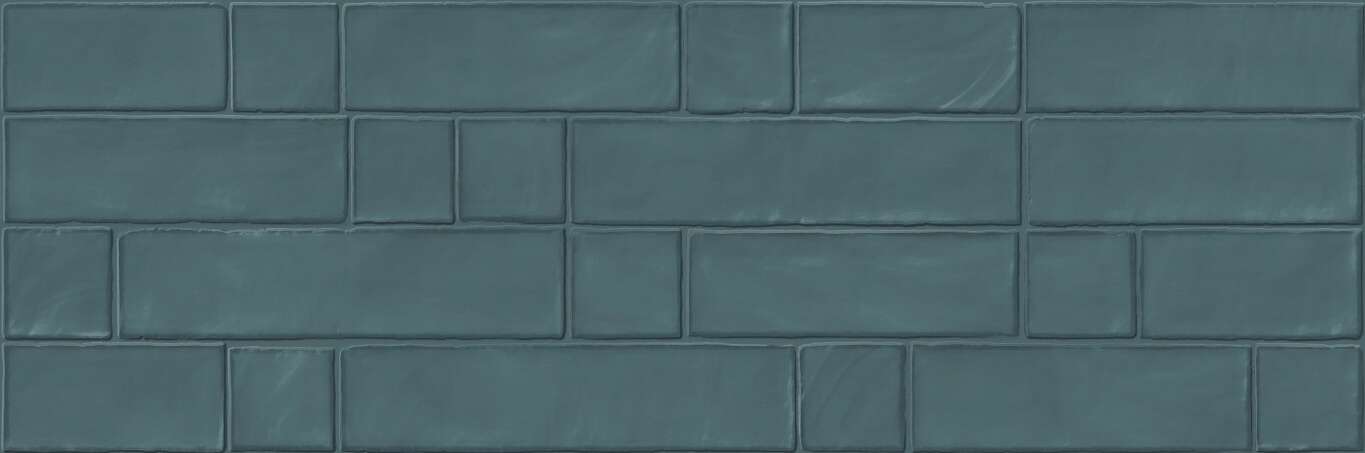 Керамическая плитка Azteca Atelier R90 Muretto Marine, цвет синий, поверхность глянцевая, под кирпич, 300x900
