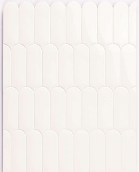 Керамическая плитка Natucer Fan White, цвет белый, поверхность глянцевая, чешуя, 72x195