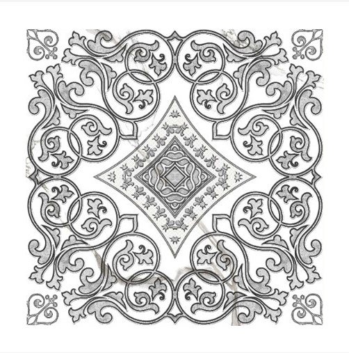 Декоративные элементы Grasaro Marble Classic G-270/G/d04, цвет чёрно-белый, поверхность глазурованная, квадрат, 400x400x9