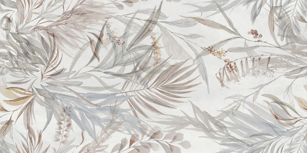 Декоративные элементы Benadresa Halima Fleur Blanc Rect., цвет серый, поверхность матовая, прямоугольник, 600x1200