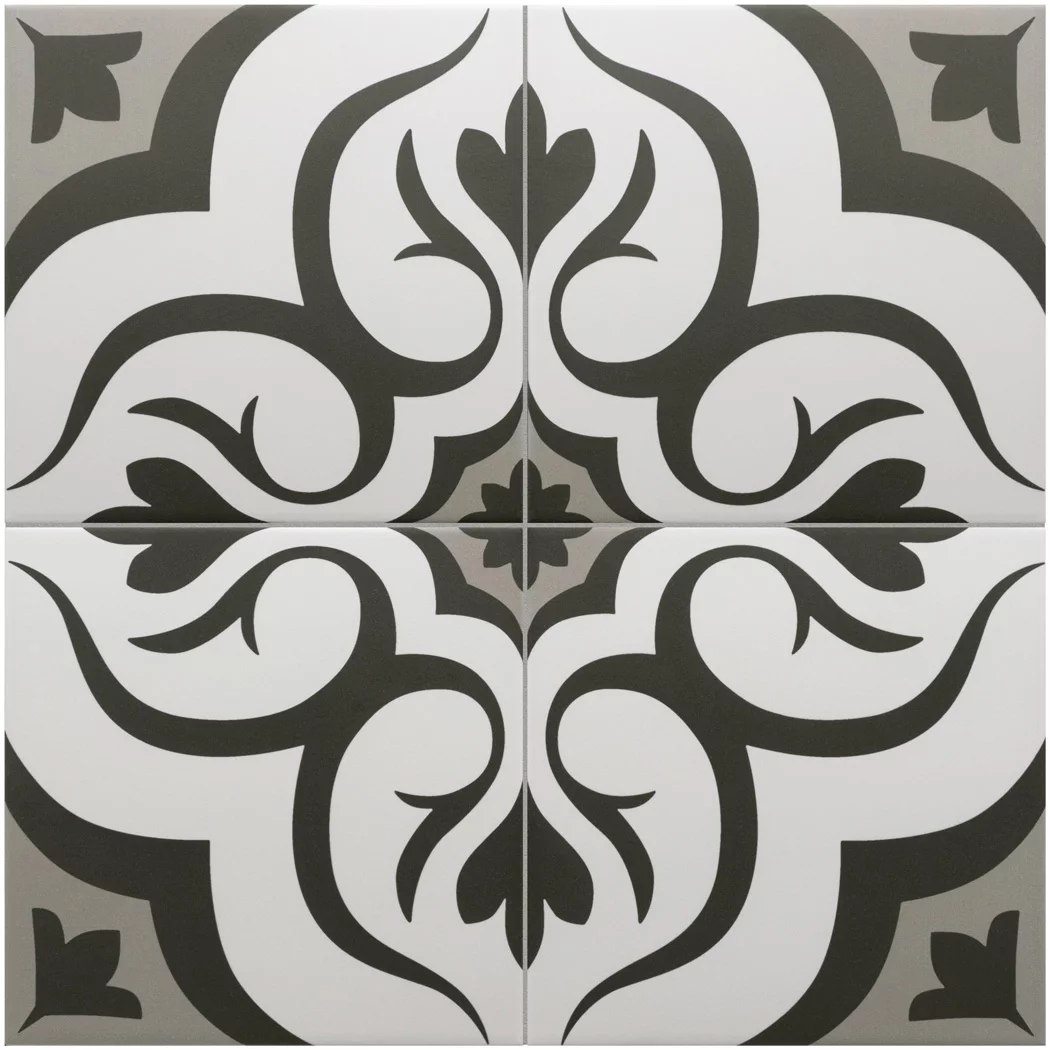 Керамогранит Equipe Rivoli Loiba 30724, цвет чёрно-белый, поверхность матовая, квадрат, 200x200