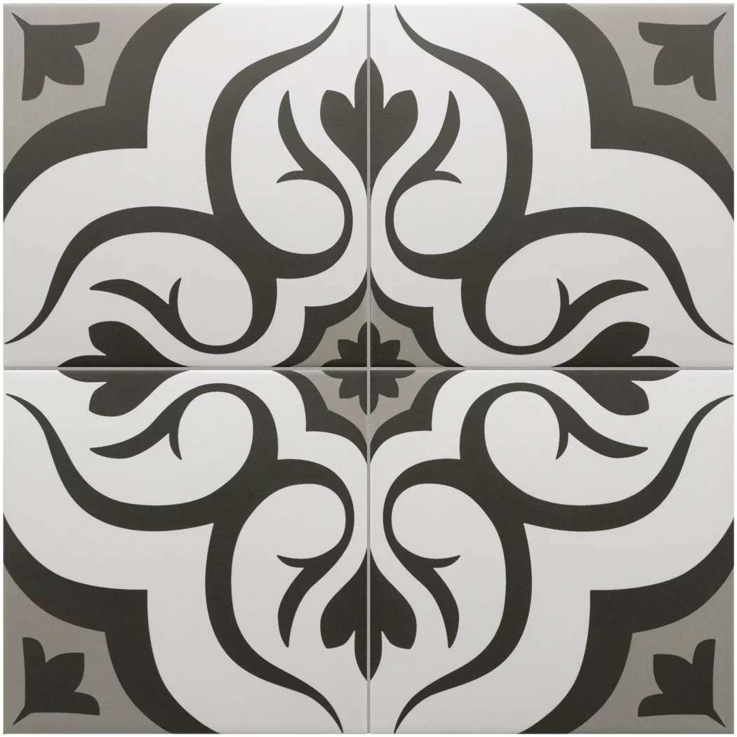 Керамогранит Equipe Rivoli Loiba 30724, цвет чёрно-белый, поверхность матовая, квадрат, 200x200