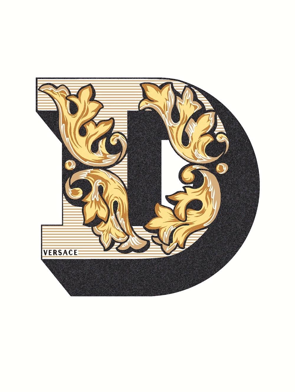 Декоративные элементы Versace Alphabet Lettera Bianca D 48943, цвет белый золотой, поверхность глянцевая, прямоугольник, 145x194