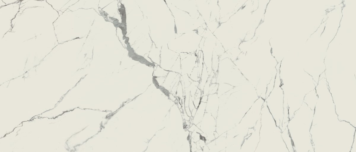 Широкоформатный керамогранит Caesar Anima Statuario Venato Silk AbND, цвет белый, поверхность матовая, прямоугольник, 1200x2780