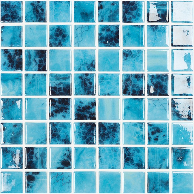 Мозаика Vidrepur Nature Olympic (чип 38x38 мм) № 5605, цвет синий, поверхность глянцевая, квадрат, 317x317
