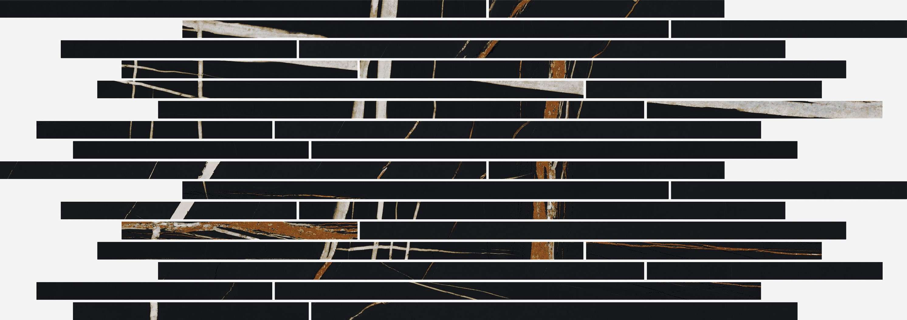 Мозаика Italon Charme Deluxe Sahara Strip Lux 610110000643, цвет чёрный, поверхность полированная, прямоугольник, 260x750