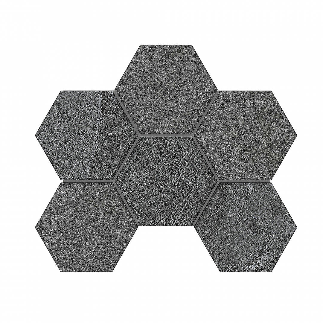 Мозаика Estima Terra Anthracite LN03/TE03 Hexagon Неполированный 25x28,5 37110, цвет серый, поверхность матовая, шестиугольник, 250x285