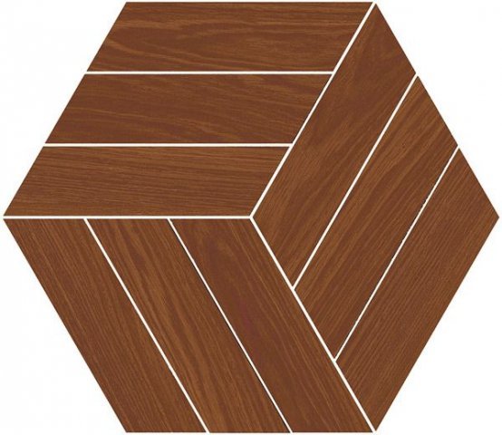 Керамогранит Vives World Woods Honeycomb Hainan Avellana, цвет коричневый, поверхность матовая, прямоугольник, 380x445