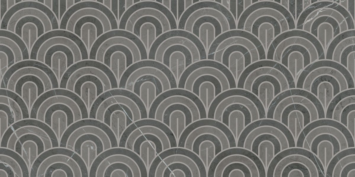 Декоративные элементы Ariana Nobile Dec Ventagli Grey Grafite Lux PF60006836, цвет серый, поверхность полированная, прямоугольник, 600x1200