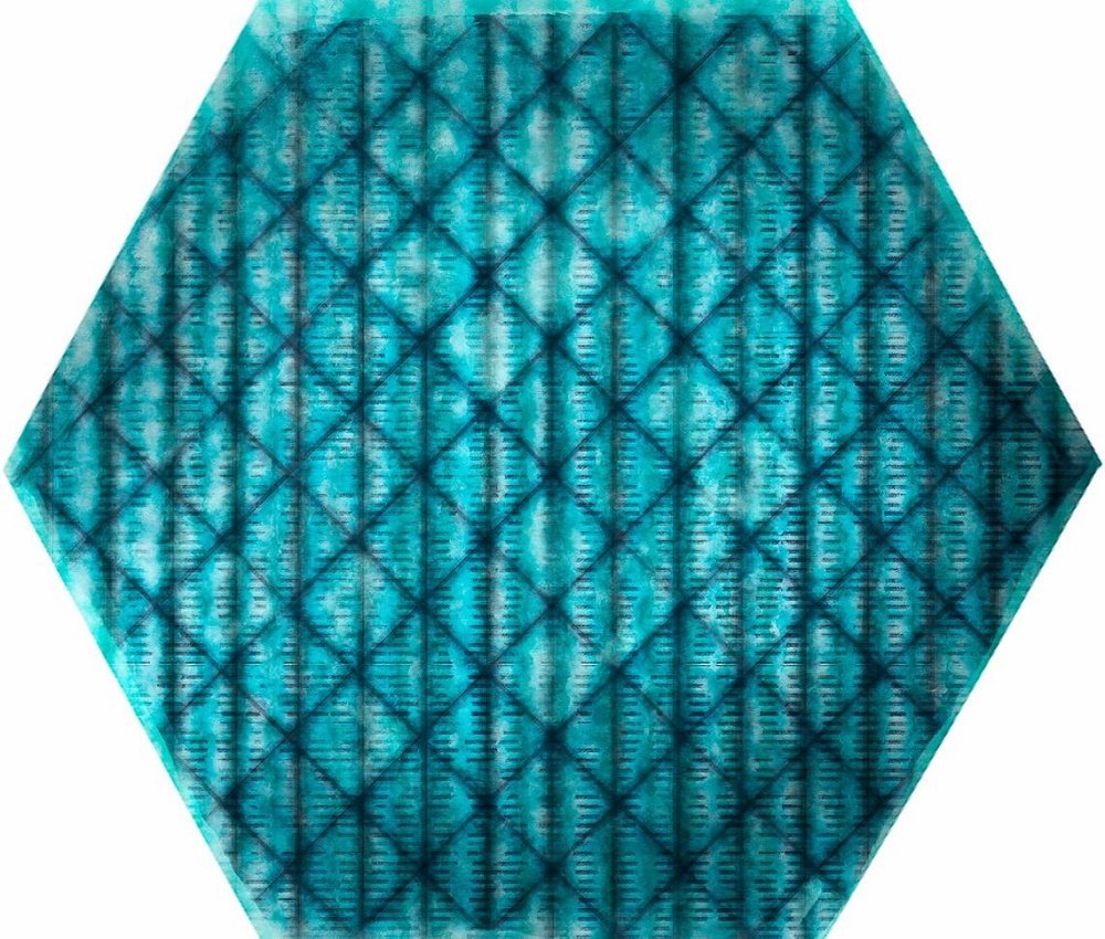 Керамогранит ITT Ceramic Tribu Blue Shiny Hexa, цвет бирюзовый, поверхность матовая, шестиугольник, 232x267