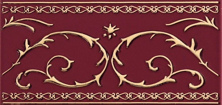 Бордюры Petracers Grand Elegance Gold Narciso B Su Bordeaux, цвет бордовый, поверхность глянцевая, прямоугольник, 100x200