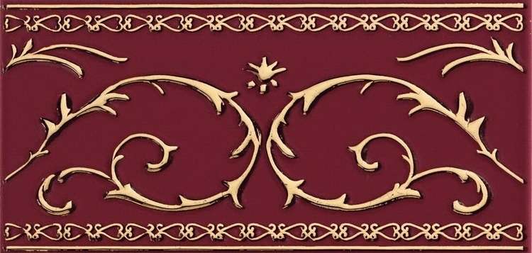 Бордюры Petracers Grand Elegance Gold Narciso B Su Bordeaux, цвет бордовый, поверхность глянцевая, прямоугольник, 100x200
