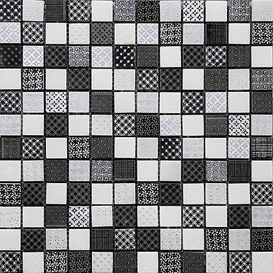 Мозаика Skalini Devon DVN-2, цвет чёрно-белый, поверхность глянцевая, квадрат, 300x300