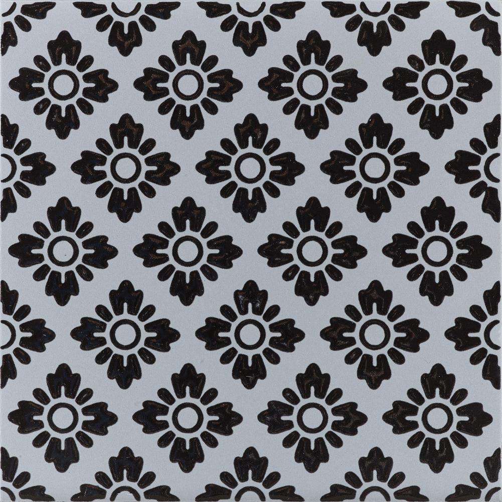 Керамогранит Ornamenta Terra Mia Fiore TM2020FI, цвет чёрно-белый, поверхность матовая, квадрат, 200x200