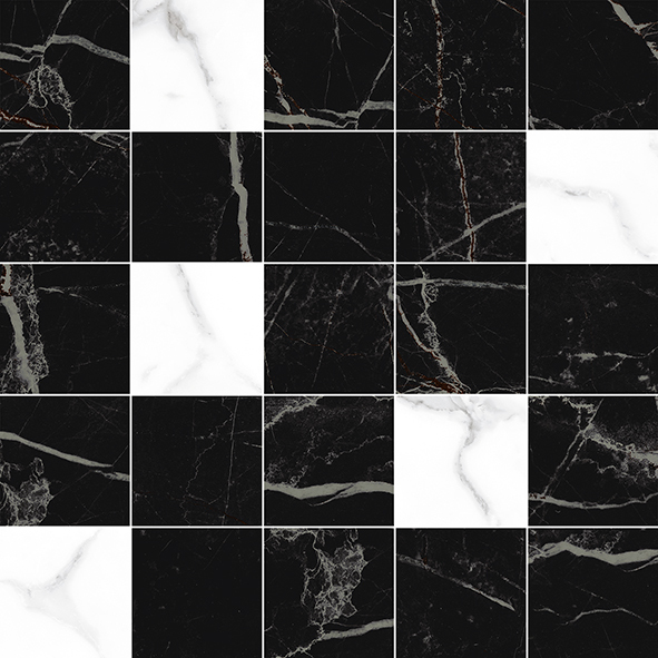 Мозаика Laparet Blondi Мозаика Черный MM34108, цвет чёрно-белый, поверхность глянцевая, квадрат, 250x250
