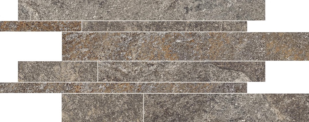 Мозаика Ergon Oros Stone Listelli Sfalsati Anthracite EL1V, цвет серый коричневый, поверхность матовая, прямоугольник, 300x600