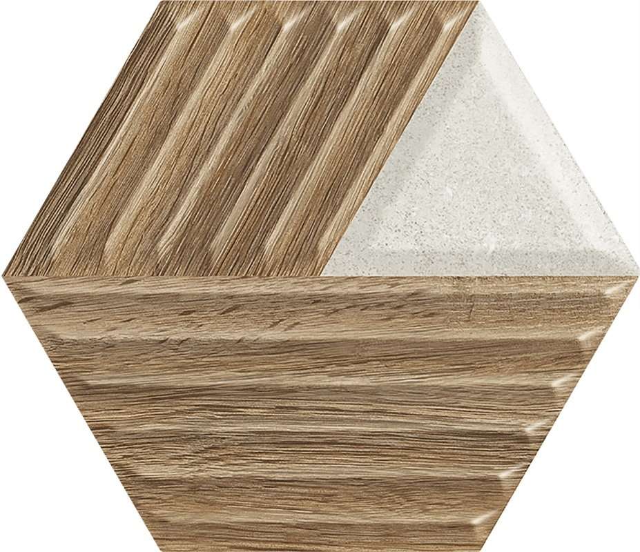 Керамическая плитка Paradyz Woodskin Mix Heksagon Struktura C Sciana, цвет разноцветный, поверхность структурированная, прямоугольник, 171x198