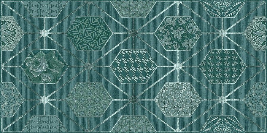 Декоративные элементы Azori Devore Indigo Geometria, цвет бирюзовый, поверхность матовая, прямоугольник, 315x630