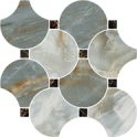 Мозаика Naxos Serenade Mosaico Circle Green 128992, цвет бирюзовый, поверхность полированная, чешуя, 290x290