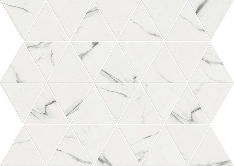 Мозаика Flaviker Supreme Evo Mosaico Triangoli Pure Statuario PF60000996, цвет белый, поверхность полированная, прямоугольник, 260x340