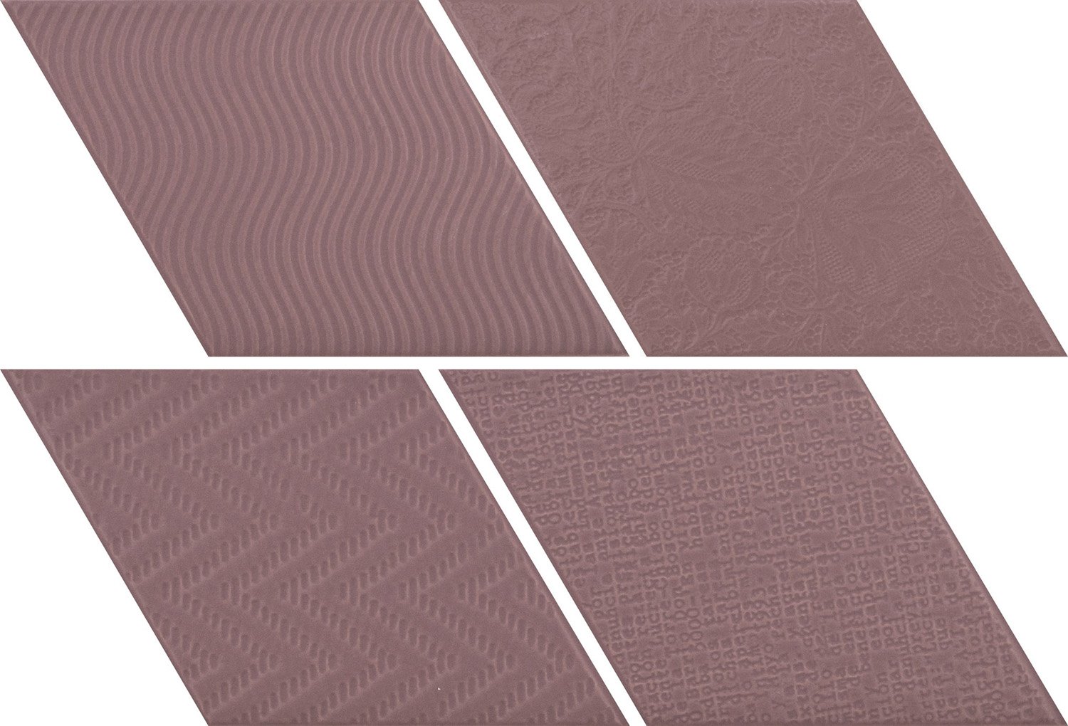 Керамическая плитка Equipe Rhombus Violet 21313, цвет фиолетовый, поверхность матовая, ромб, 140x240