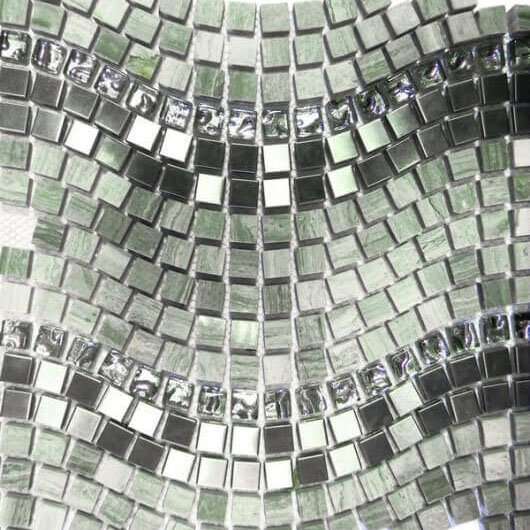 Мозаика Bars Crystal Mosaic Смеси с натуральными камнями Wave Grey PT 127, цвет металлик, поверхность глянцевая, прямоугольник, 298x310