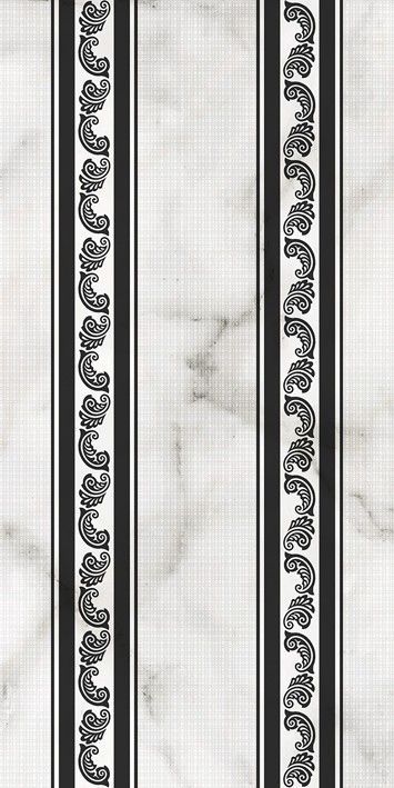 Декоративные элементы Europa Ceramica Calacatta Aragon Lines Decor, цвет чёрно-белый, поверхность глянцевая, прямоугольник, 300x600
