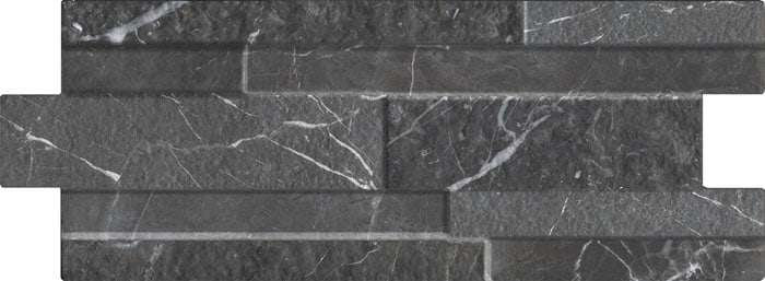 Керамогранит Keradom Marmi Black, цвет чёрный, поверхность 3d (объёмная), прямоугольник, 160x400