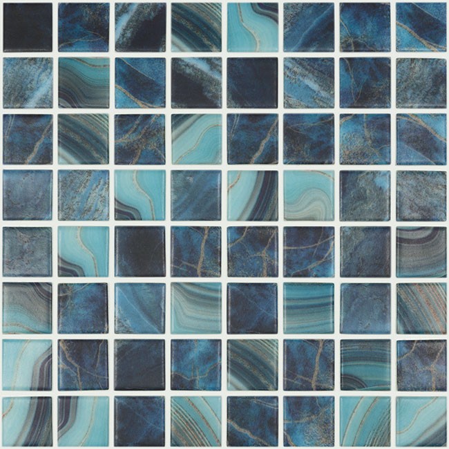 Мозаика Vidrepur Nature Royal (чип 38x38 мм) № 5704 Matt, цвет синий, поверхность матовая, квадрат, 317x317