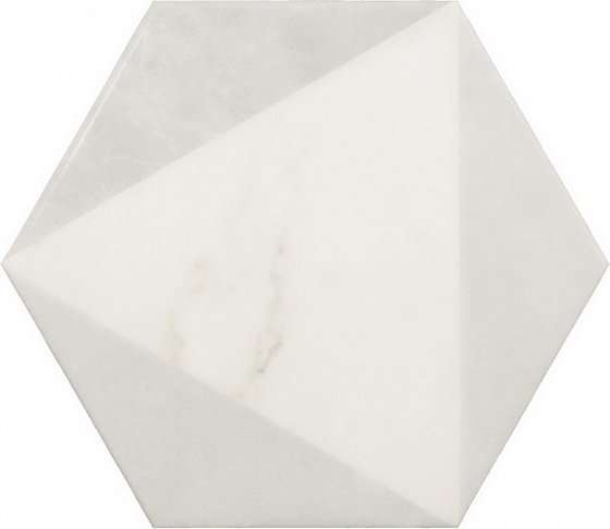 Керамогранит Equipe Carrara Hexagon Peak 23102, цвет белый, поверхность глянцевая, шестиугольник, 175x200
