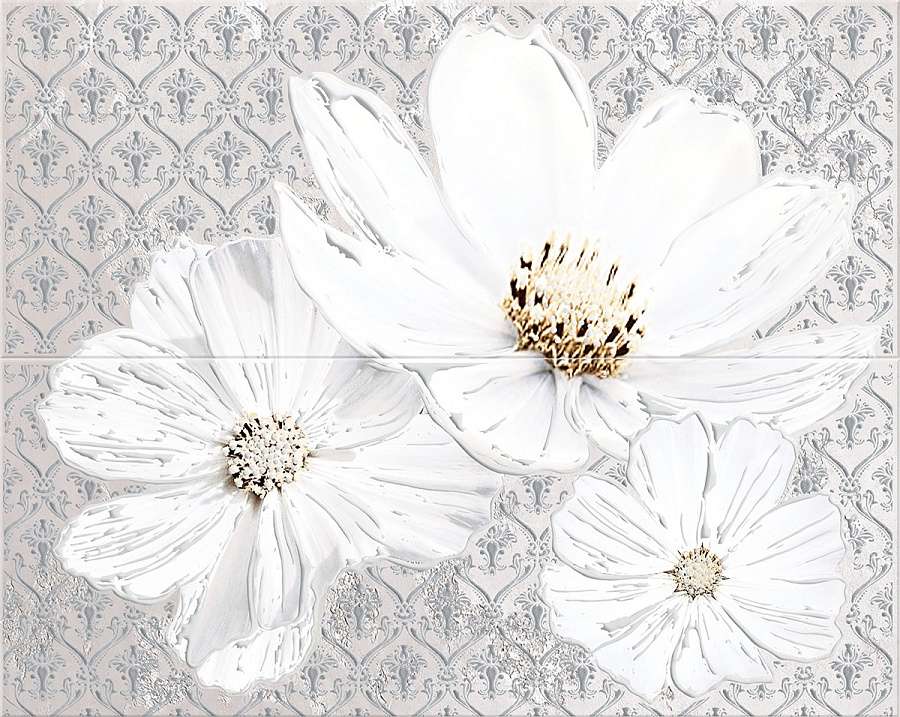 Панно Azori Sfumato Grey Decor Set Floret, цвет серый, поверхность матовая, прямоугольник, 201x505