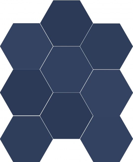 Керамогранит Dune Chicago Exa Royal 188274, цвет синий, поверхность матовая, шестиугольник, 215x215
