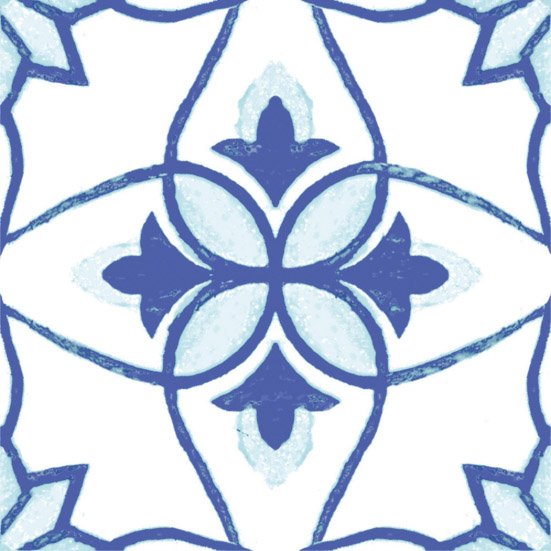 Декоративные элементы Savoia Vietri Decori Blu Mix 4 S22555DEC, цвет голубой, поверхность глянцевая, квадрат, 220x220