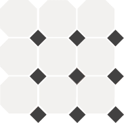Керамогранит Topcer White Octagon 16 Black Dots 14, цвет чёрно-белый, поверхность матовая, восьмиугольник, 300x300