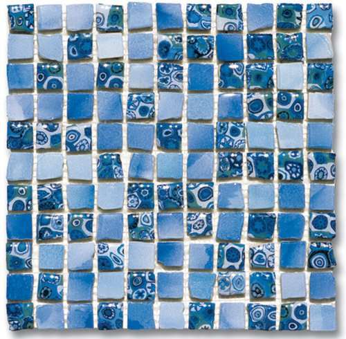 Мозаика Ker-av Frammenti&Riflessi Murrina Fredda (2,5X2,5 su rete) KER-0506, цвет голубой, поверхность глянцевая, квадрат, 300x300