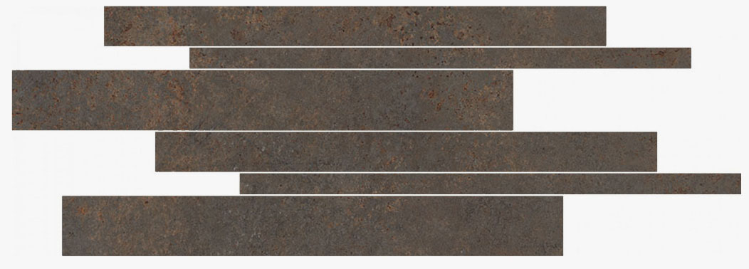 Мозаика Cerdomus Reforge Fascia Brick Charbon 97216, цвет коричневый, поверхность матовая, прямоугольник, 200x600
