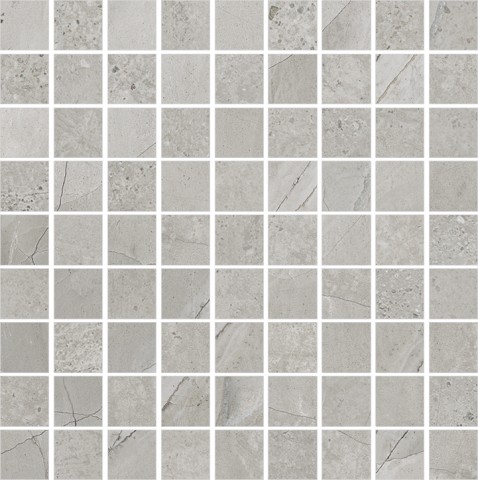 Мозаика Kerranova Marble Trend K-1005/SR/m10, цвет серый, поверхность структурированная, квадрат, 240x240